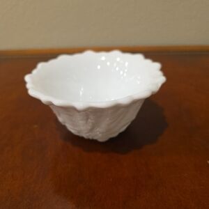 Vintage White milk glass scalloped-edge decorative bowl 4.5" Wide By 2.25" Tall